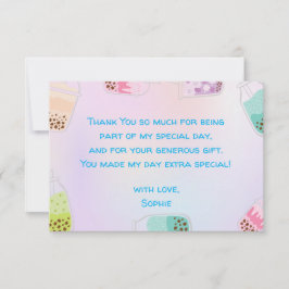 お茶ボバ茶の誕生日をパーしよう サンキューカード