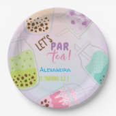 お茶ボバ茶の誕生日をパーしよう ペーパープレート (正面)