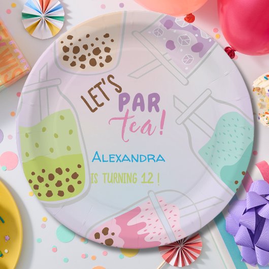 お茶ボバ茶の誕生日をパーしよう ペーパープレート