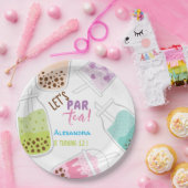 お茶ボバ茶の誕生日をパーしよう ペーパープレート (パーティー)