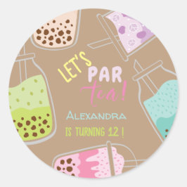 お茶ボバ茶の誕生日をパーしよう ラウンドシール