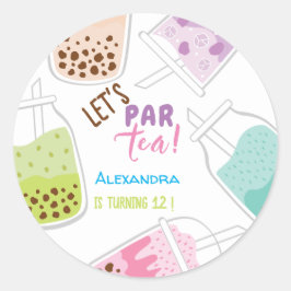 お茶ボバ茶の誕生日をパーしよう ラウンドシール
