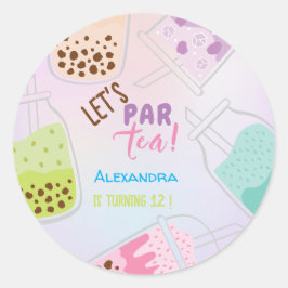 お茶ボバ茶の誕生日をパーしよう ラウンドシール