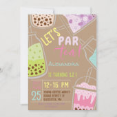 お茶ボバ茶の誕生日をパーしよう 招待状 (正面)