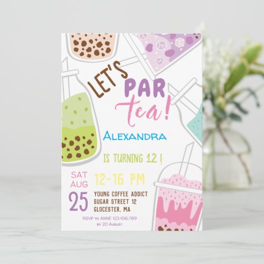 お茶ボバ茶の誕生日をパーしよう 招待状 (スタンド正面)