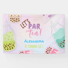 お茶ボバ茶の誕生日をパーしよう 横断幕