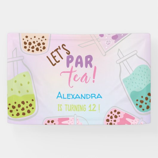 お茶ボバ茶の誕生日をパーしよう 横断幕 (横)