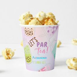お茶ボバ茶の誕生日をパーしよう 紙コップ