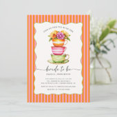 お茶モダンのブライダルシャワー招待 招待状 (スタンド正面)