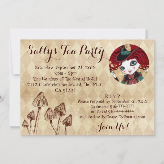 お茶会のカスタムの招待状 招待状 (裏面)