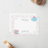 お茶会のサンキューカード(ピンク) ノートカード (正面/裏面インサイチュ)