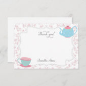 お茶会のサンキューカード(ピンク) ノートカード (正面/裏面)