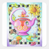お茶会のステッカーについての不機嫌 スクエアシール (正面)