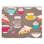 お茶会のデザートのプリントのカップケーキパイ落書き カレンダー (カバー)