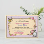 お茶会のバチェロレッテのウサギの紫色の招待 招待状 (スタンド正面)