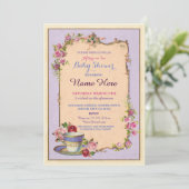 お茶会のベビーシャワーの庭のティーカップの招待状 招待状 (スタンド正面)