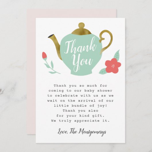 お茶会のベビーシャワー サンキューカード (正面/裏面)