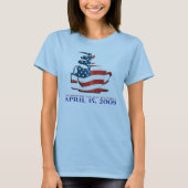 お茶会のワイシャツ-旗のコップ-レディース Tシャツ (正面)