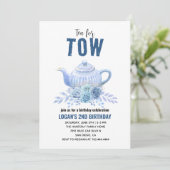 お茶会の写真招待状 - 花の2歳の誕生日パーティー 招待状 (スタンド正面)