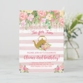 お茶会の女の子の2歳の誕生日招待状 招待状 (スタンド正面)