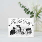 お茶会の子ネコ インビテーションポストカード (スタンド正面)