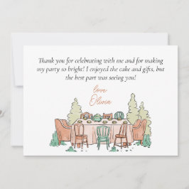 お茶会の子供の誕生日かわいい感謝カード サンキューカード