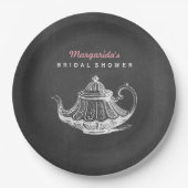 お茶会の装飾の黒板のブライダルシャワー ペーパープレート (正面)