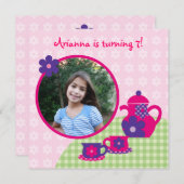 お茶会の誕生日の写真の招待状 招待状 (正面/裏面)