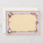 お茶会の誕生日の庭のティーポットの写真のバラの招待 招待状 (裏面)