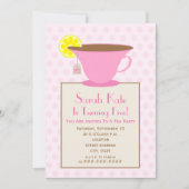 お茶会の誕生日の招待状-ピンク 招待状 (正面)