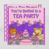 お茶会のCard~Teddyくまへの招待されました 招待状 (正面/裏面)