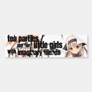 お茶会は小さな女の子のためです バンパーステッカー