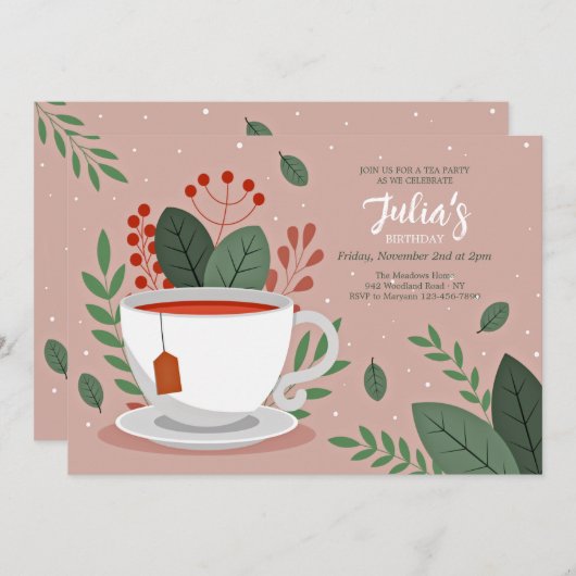 お茶会への招待 招待状 (正面/裏面)