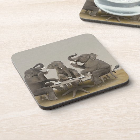 お茶会を持っている象 コースター (左側)