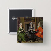 お茶会(キャンバスの油) 缶バッジ (正面&裏面)