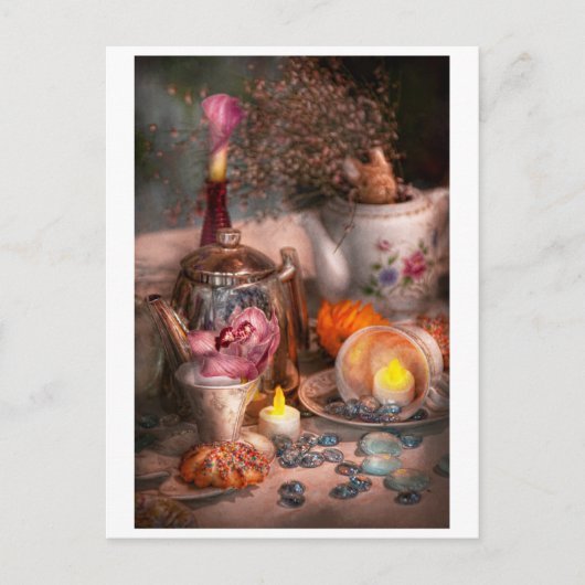 お茶会-私は茶を食べたいと思います インビテーションポストカード (正面)