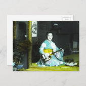 お茶伝統的を飲む日本の芸者ミュージシャン ポストカード (正面/裏面)