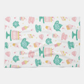 お茶名門私立校風のセットとケーキ キッチンタオル (横)