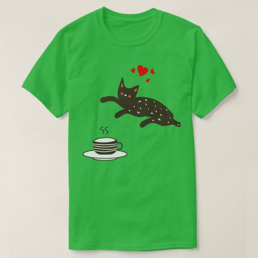 お茶好きの猫 Tシャツ (デザイン正面)