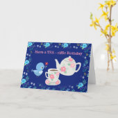 お茶好きカワイイフードパンレトロルックハッピーバースデー カード (黄色い花)