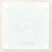 お茶室サインエレガント手描き花開き茶碗 ガラスコースター (裏面)