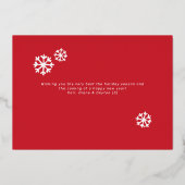 お茶目でユーモア溢れるシルバーとレッドのナイスリストクリスマスカード（友達に聞いてみた編） 箔シーズンカード (裏面)