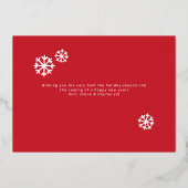 お茶目でユーモア溢れるシルバー＆レッドのナイスリストクリスマスカード 箔シーズンカード (裏面)