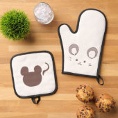 お茶目なねずみ 鍋つかみ&鍋敷きセット (トップダウン)