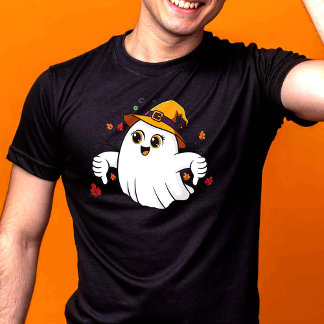 お茶目なゴースト - ハロウィンのサムズダウン Tシャツ