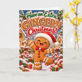 お茶目なジンジャー・クリスマス カード (黄色い花)