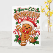 お茶目なジンジャー・クリスマス カード (黄色い花)