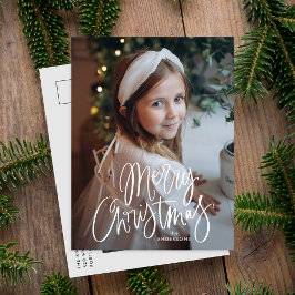お茶目な手書きスクリプト メリークリスマス 2枚の写真入り シーズンポストカード