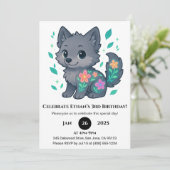 お茶目な花のオオカミの誕生日 招待状 (スタンド正面)