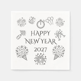 お茶目な落書き 新年あけましておめでとう2027 スタンダードカクテルナプキン